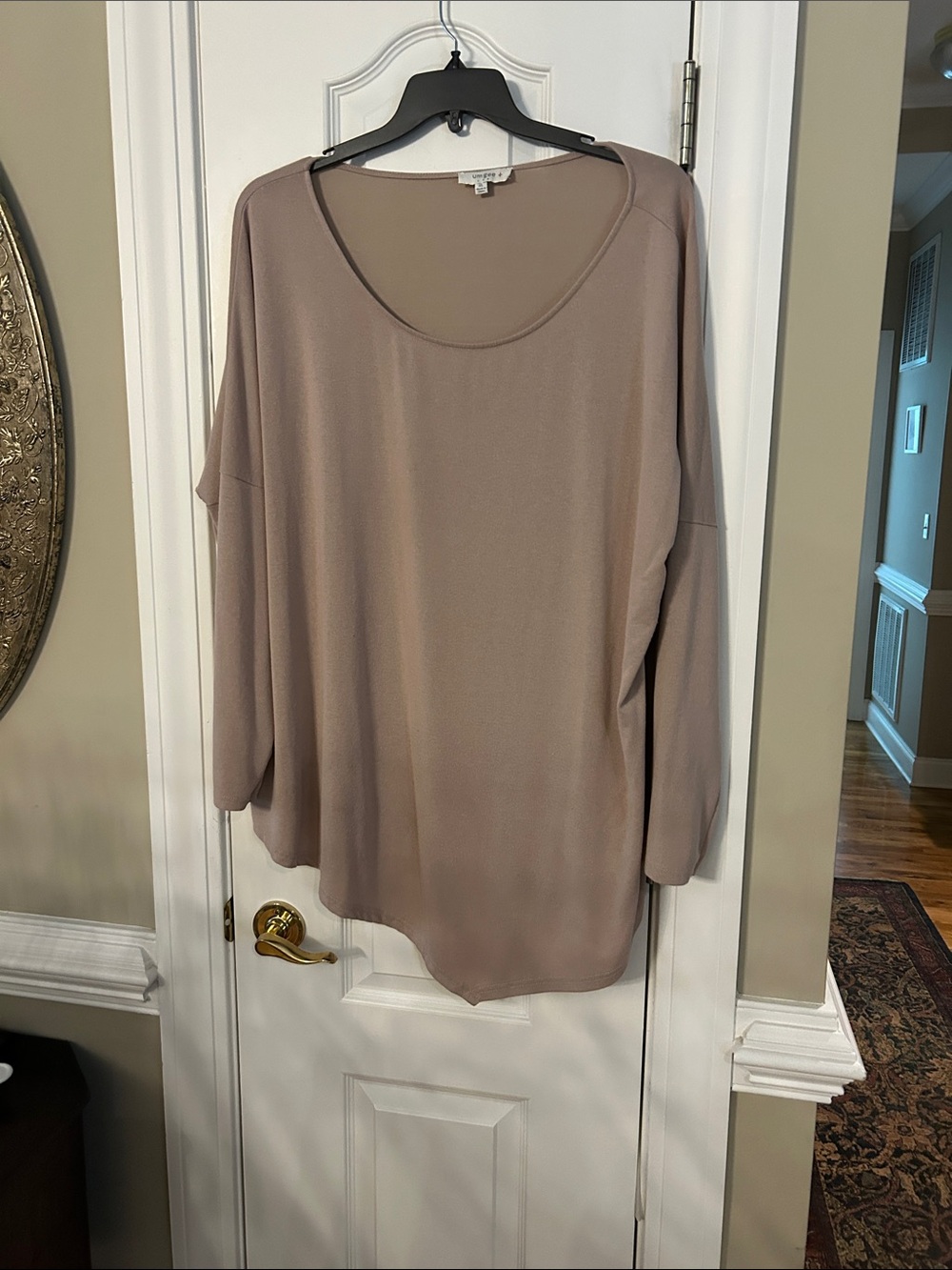 Umgee Taupe Long Sleeve Scoop Neck Top